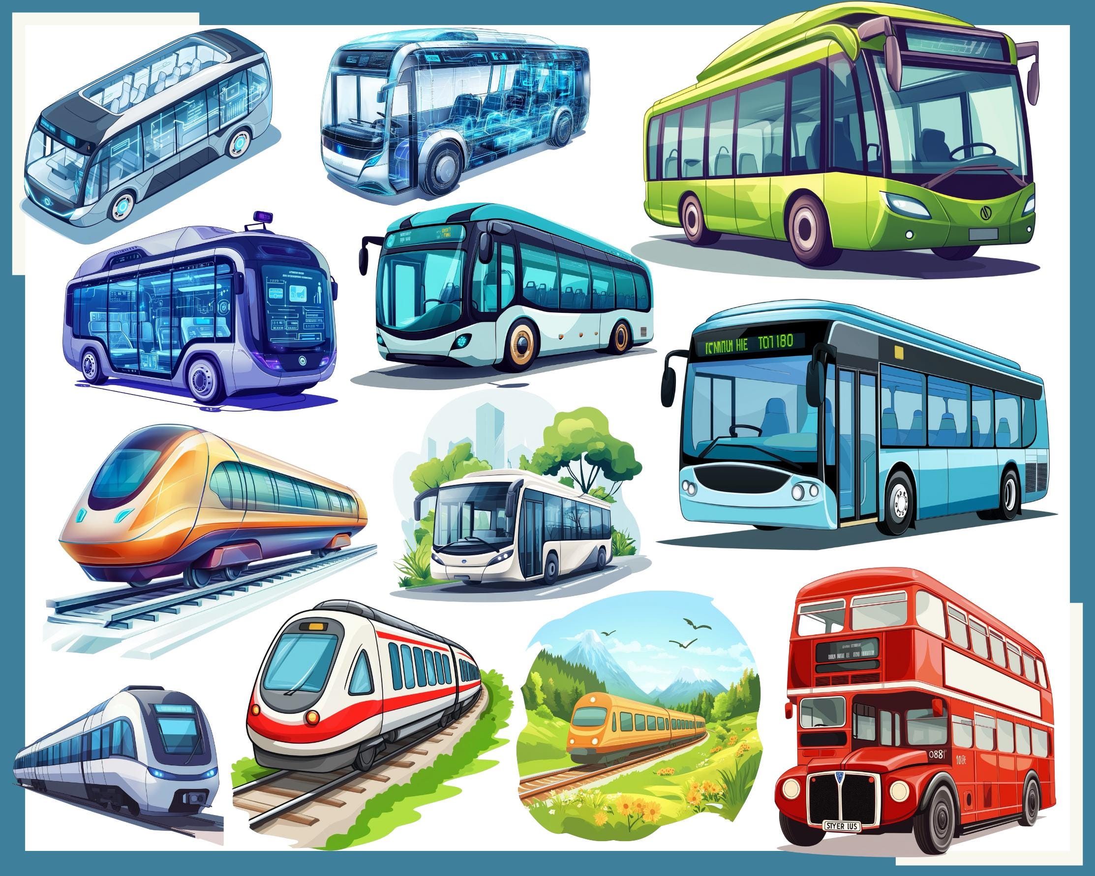 Transportation File 150 Transportation Cliparts: Travel Graphics (300 DPI) (PNG Files) - Etsy
