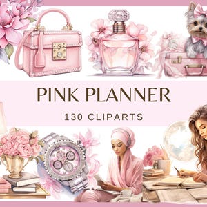 AGENDA ROSE - 130 cliparts aquarelles (png, 300 dpi, illustration de mode, livres de mode, graphiques de mode princesse Fashionista Chic Girl)