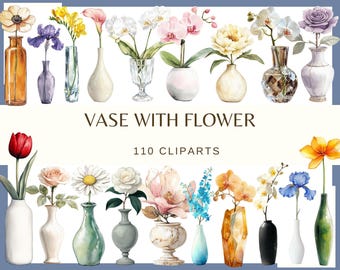 水彩画の花瓶、バラのガラス花瓶、オリジナル絵画、ガラスに入った