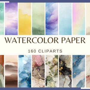 CARTA PER ACQUERELLO - 160 fogli (300 dpi, sfondi sfumati astratti per bambini / texture soft wash, colori pastello vivaci, set non continuo)