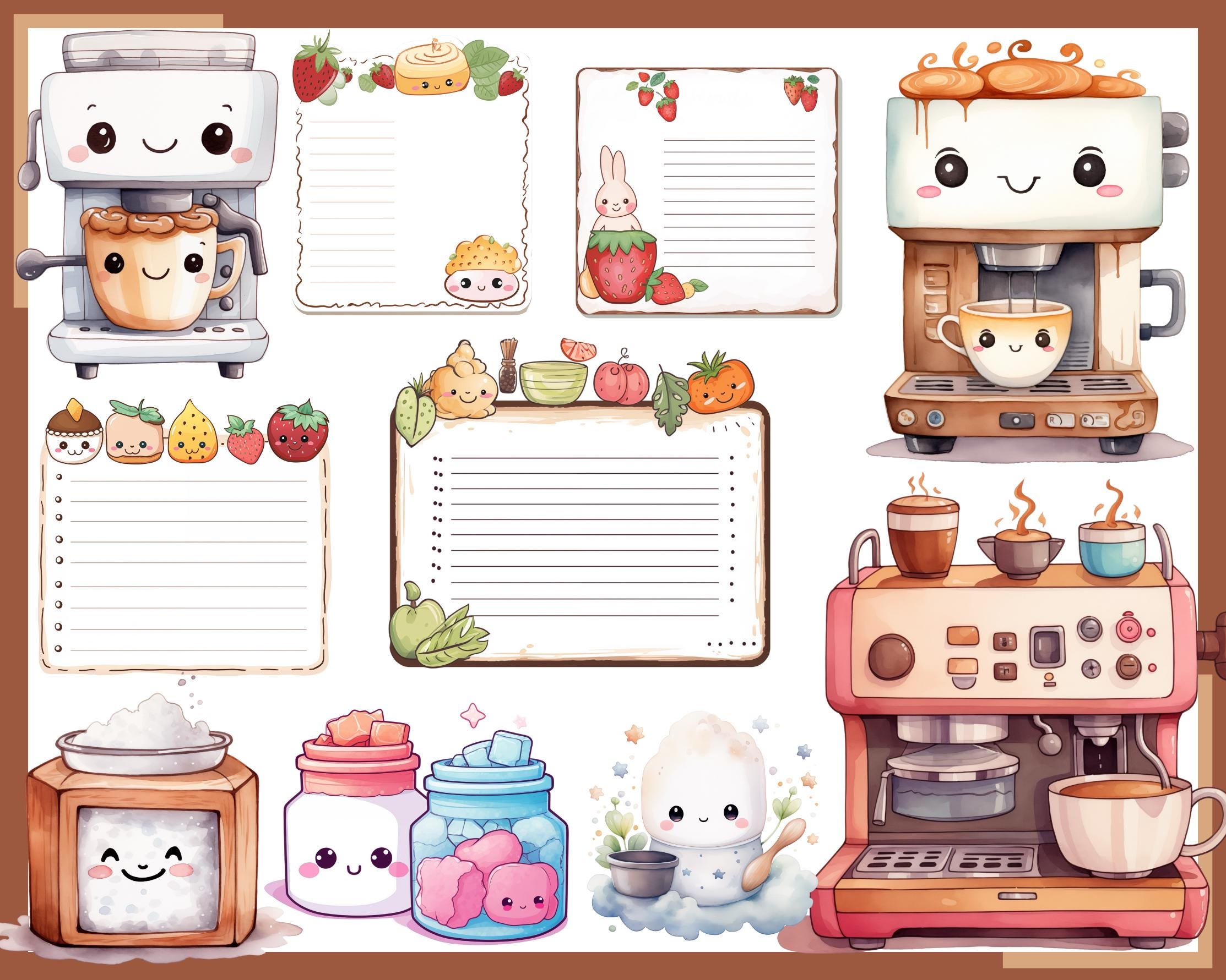 KAWAII KITCHEN SUPPLY - クリップ アート 100 点 (300 dpi、コンロ、オーブン、冷蔵庫、ブレンダー、ハンド  ミキサー、麺棒、ミキシング スプーン、スパチュラ、エプロン) - Etsy 日本, image size:2226x1781