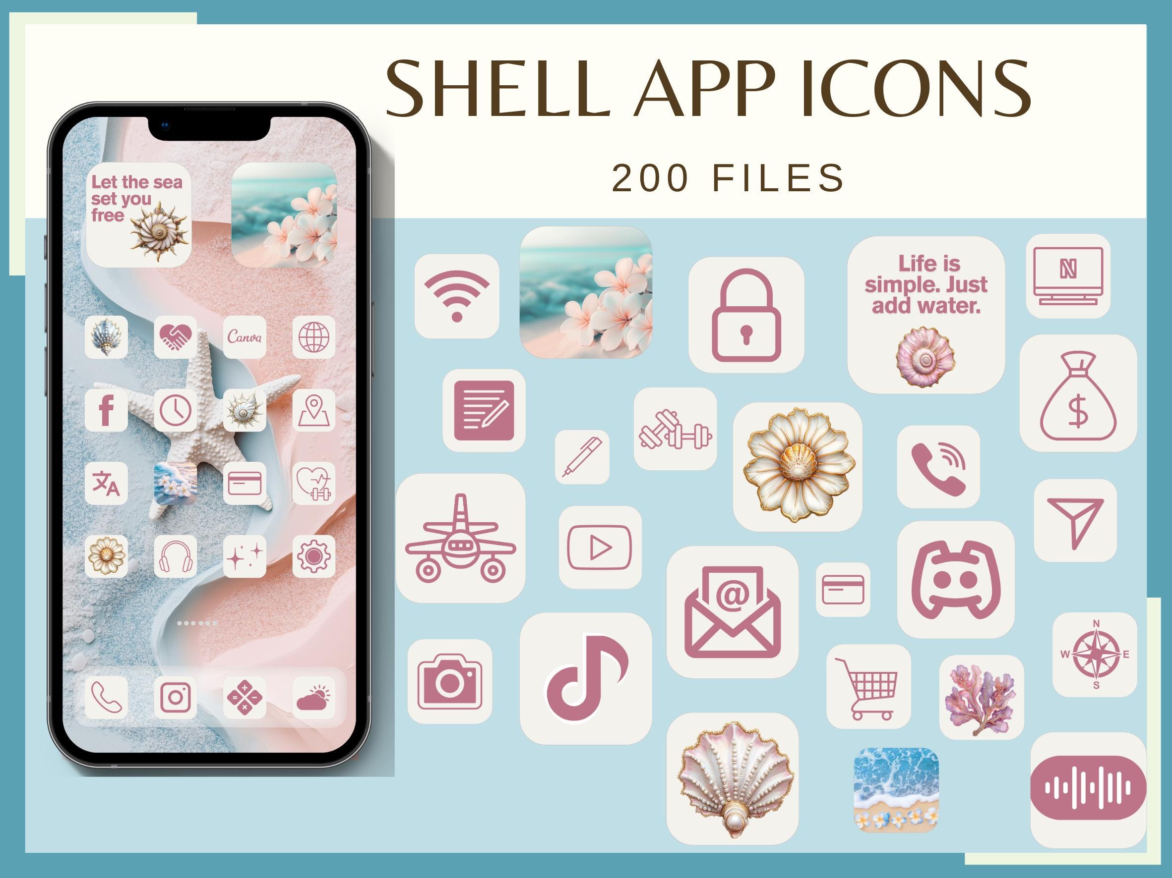 Pinterest Shell Widget SHELL APP ICONS - 200 Files (iphone Icons, App Covers, Highlight Icons ...