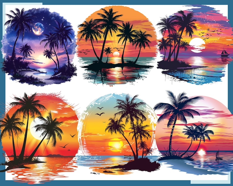 PARADISE ISLANDS 100 clip arts 300 dpi, png, commercial use, bundle, digital, sea life, png, waterfall, parrot, tropic, sunset, sunrise image 5