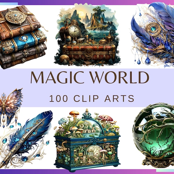 MAGIC WORLD - 100 clip arts (300 dpi, Transparent background, bundle, digital, esoteric, png, mystical, witchcraft, occult, wizard, mystery)