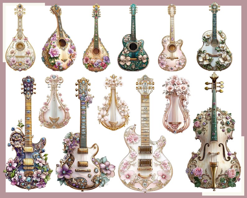 Delicate Instrument Sign Royal Musical Instrument Clipart: 100 PNG Graphics (commercial Use) - Etsy