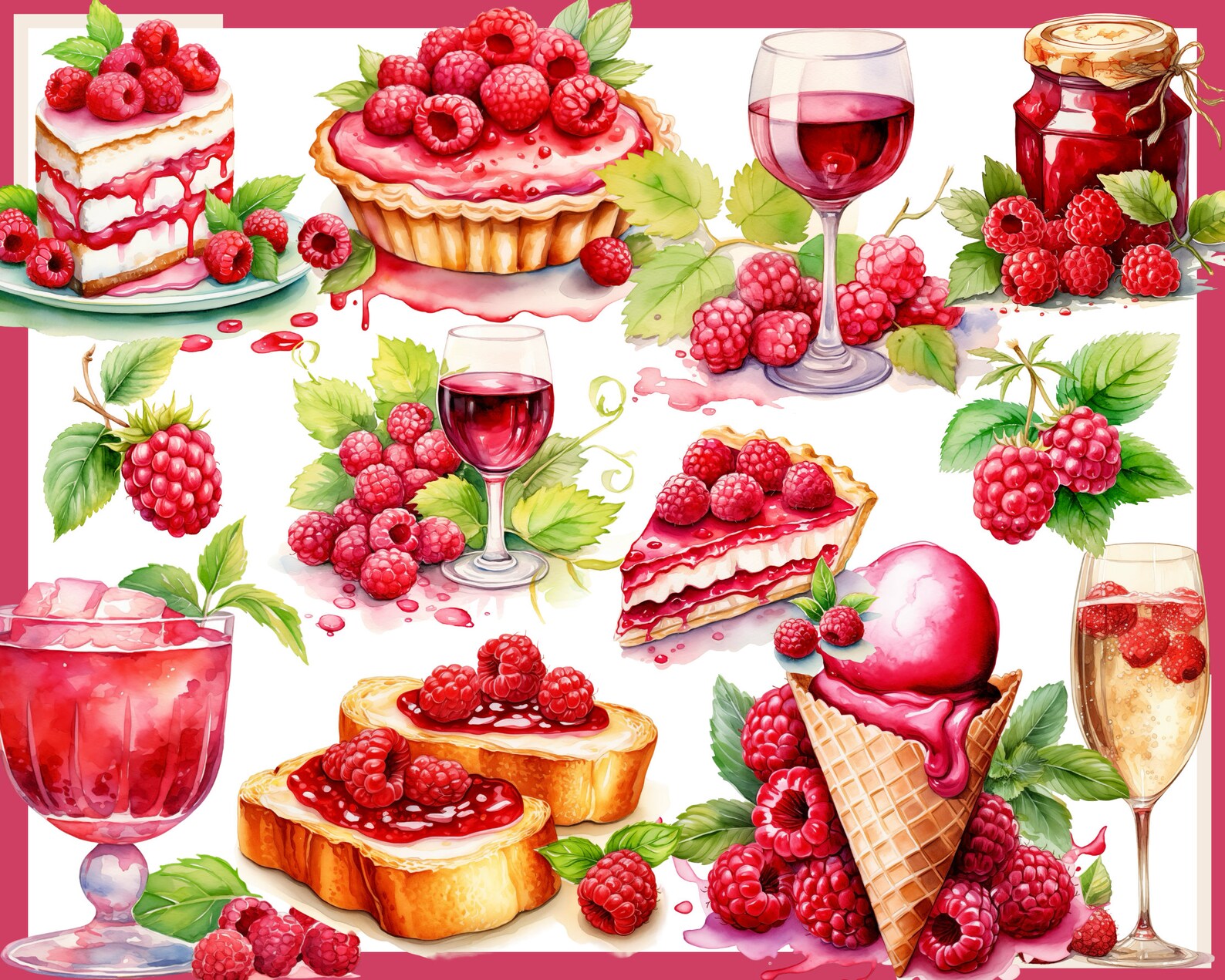 Raspberry Clip Art Bundle: Food & Drink Graphics (digital Download) - Etsy