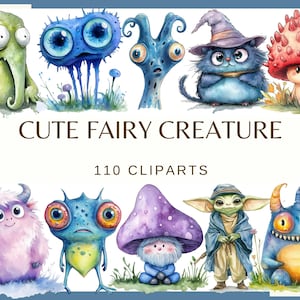 Mignonnes créatures féeriques - 100 images clipart (300 dpi, arrière-plan transparent, lot, numérique, ésotérique, png, mystique, fantastique, mystère)
