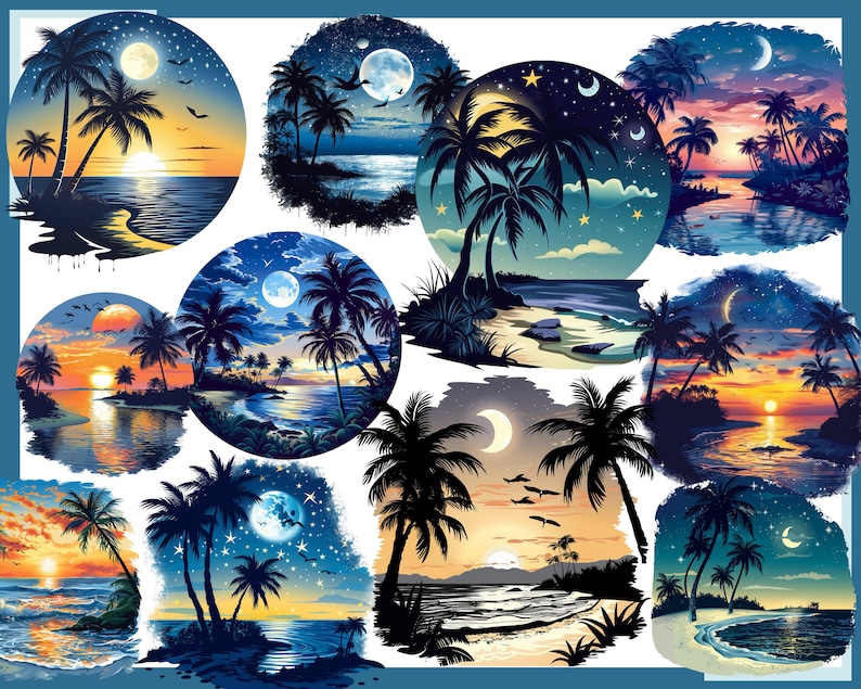 PARADISE ISLANDS 100 clip arts 300 dpi, png, commercial use, bundle, digital, sea life, png, waterfall, parrot, tropic, sunset, sunrise image 6