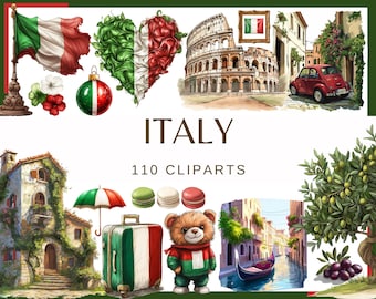 ITALY - 110 clip arts (300 dpi, venice leaning tower in pisa, png, commercial use, bundle, digital, country rome colosseum duomo milan)
