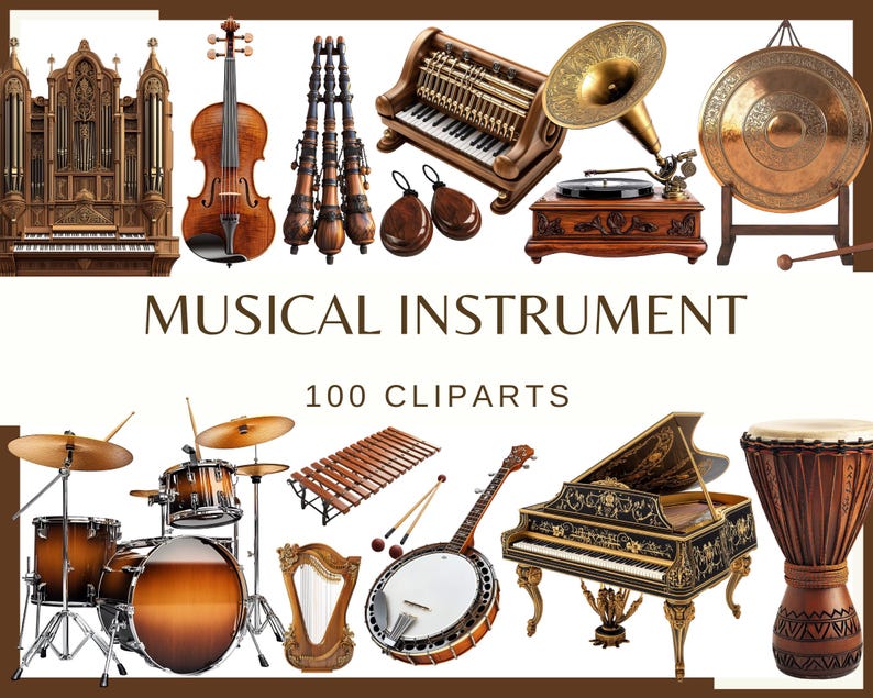 Or Instruments Graphics Musical Instrument Clipart: 100 PNG Graphics (commercial Use) - Etsy