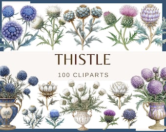 Clipart distelbloem: 100 bloemenillustraties (commercieel gebruik)
