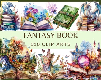 Imágenes prediseñadas de libros de fantasía: Magia, brujería, mago (descarga digital PNG)