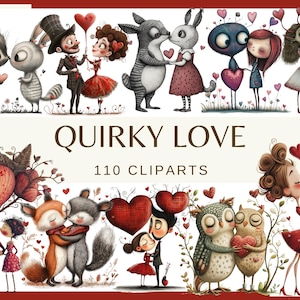 QUIRKY LOVE - 100 clip arts (300 dpi, people in love, girl and boy in love, feelings, father's day, love, valentine's day, png mother's day)