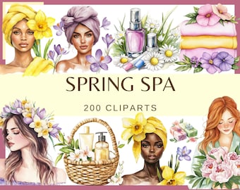 Spring Spa Clipart: Floral Wellness Graphics (PNG, 300 DPI) Digital Download
