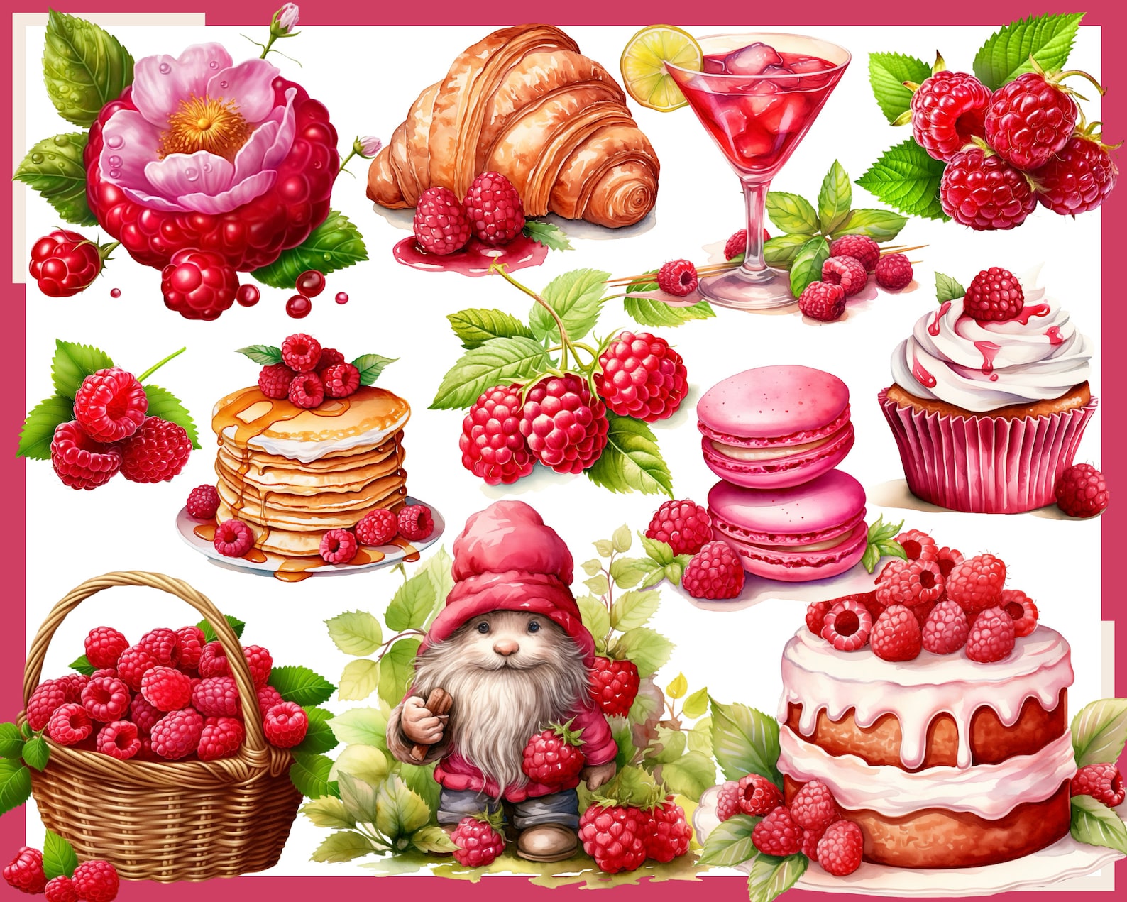 Raspberry Clip Art Bundle: Food & Drink Graphics (digital Download) - Etsy
