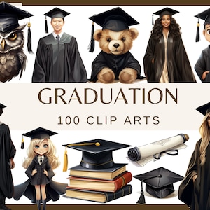 AFSTUDEREN-100 aquarel clip arts (Png, 300 dpi, uil, schattige afstuderen, afstudeerhoed, Graduation Girl Graduation Party Ceremony Grad)