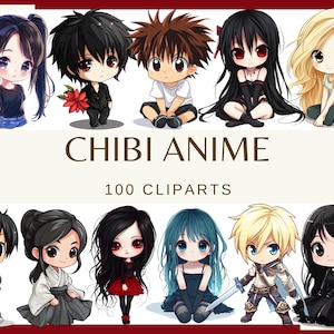 CHIBI ANIME - 100 Aquarell Clip-Arts ( 300 dpi, Cartoon, Taschenmonster, Anime Girl, Anime Junge, Chibi-Puppen, png, Kinder Sticker, Baby)