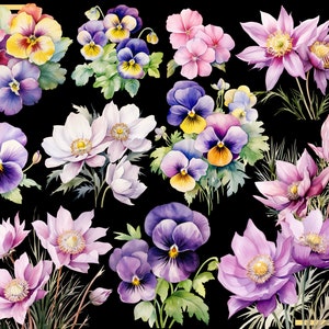 SPRING FLOWERS 100 clip arts 300 dpi, floral, nature, garden, pussy willow flower, crocus, tulip, daffodil, hyacinth magnolia bundle png image 10