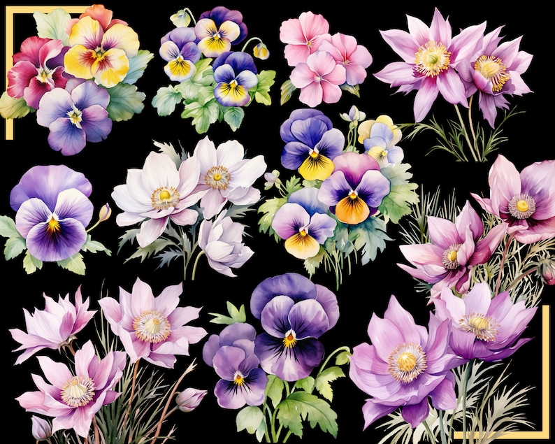 SPRING FLOWERS 100 clip arts 300 dpi, floral, nature, garden, pussy willow flower, crocus, tulip, daffodil, hyacinth magnolia bundle png image 10