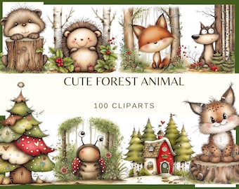 Cute Forest Animal: 100 PNG, 300 DPI Woodland Whimsical Creature (Commercial Use, Digital Download)