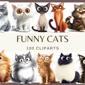 GATOS ENGRAÇADOS - 100 clipart em aquarela (300 dpi Bengal Balinese Bombay British Shorthair Burmese Chausie Exotic Havana Brown Himalayan cat)