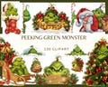 Peeking Green Monster: 130 PNG, 300 DPI Christmas Clipart Whimsical Holiday Festive Scrapbook (Commercial Use, Digital) product logo