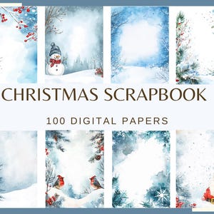 PLAKBOEK KERST: 100 papieren (sneeuwpop, kerstman, 300 dpi, kerst, winterbundel, ontwerp met briefkaart)