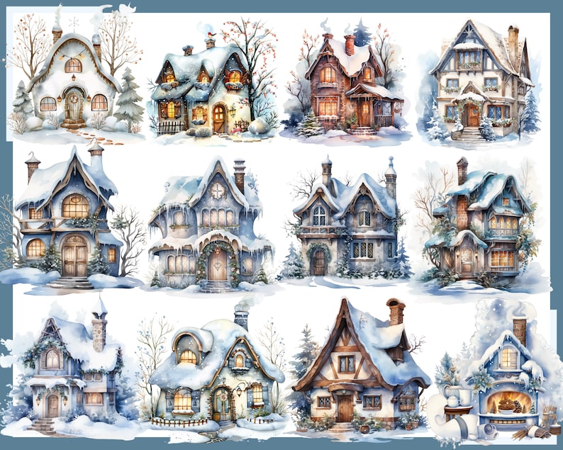 Winter Home Clipart: Watercolor Cozy Interiors (digital Download) - Etsy