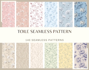 Toile Chinoiserie Pattern: 140 JPG Seamless files, 300 DPI Vintage Chinoiserie Art, Planner, Scrapbook (Commercial Use)