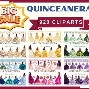BIG PACK QUINCEANERA - 920 aquarel clip arts (Quince Años Diy Invitation Elements Quinceanera Celebration Ball prom prinsessenjurk)