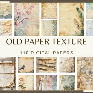 OLD PAPER TEXTURE - 110 watercolor clip arts (300 dpi Digital Paper Vintage Paper Background, Antique Paper Backdrops Journals Scrapbook)