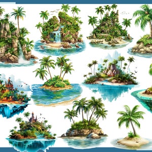 PARADISE ISLANDS 100 clip arts 300 dpi, png, commercial use, bundle, digital, sea life, png, waterfall, parrot, tropic, sunset, sunrise image 10