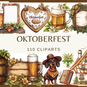 OKTOBERFEST - 110 clip arts (300 dpi, Beer Festival Clip Art | Bavarian Party PNG | German Celebration Illustrations)