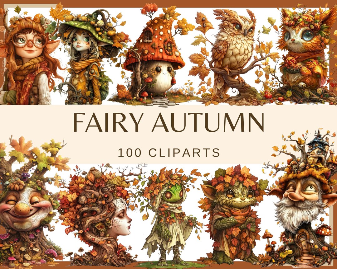 Fairy Autumn: 100 PNG, 300 DPI Fall Fantasy Graphics (commercial Use ...