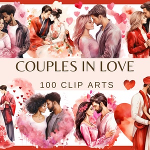 PAREJAS ENAMORADAS - 100 imágenes prediseñadas (300 dpi, personas enamoradas, niña y niño enamorados, sentimientos, paquete, digital, amor, día de San Valentín, png)