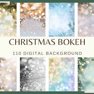 KERSTBOKEH ACHTERGROND - 110 digitale papers (twinkelende bokeh-overlays, fonkelende lichtjes-overlays, gouden lichten schitteren glitter foto-overlays)