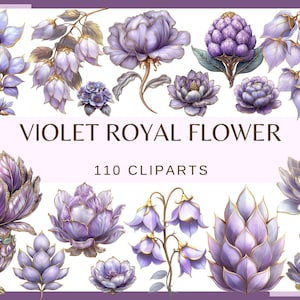 VIOLET ROYAL BLUMEN - 110 Clip-Arts (300 dpi, kommerzielle Nutzung, Bündel, digital, Pfingstrose, Rose, Hortensie Blumen Natur Violett Mode png)