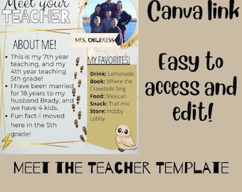 Meet the Teacher Editable Template- Wizard, Magical, Witch, Wand, Books ...