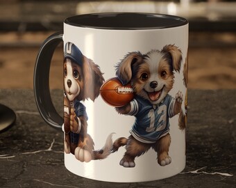 Dog Football Coffee Mug, Puppy Hot Cocoa Mug for Children or Adults, Cut Puppy Ball Cup for Hot Chocolate, Teacup for Dog Lovers, Kids gift