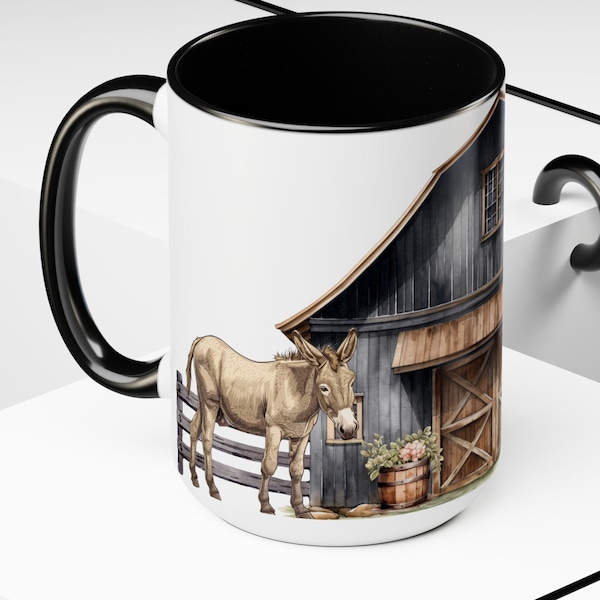 Donkey Mug Farm Coffee Cup Dinnerware Dishes for Homesteader Rustic Farmcore Barnyard Ranch Home Decor Countrycore Jackass Mule Animal Gift