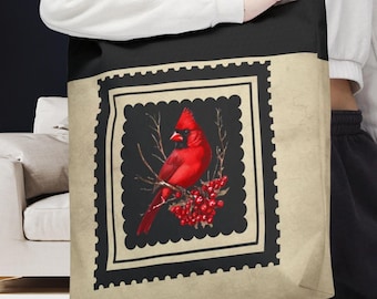 Dlzdn Winter Cardinal Canvas Tote Bag - 14x16 Inch Reusable Shopping Bag For Women