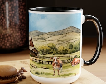 Farm Animal Mug, Large Farmer Coffee Cup Dinnerware Dishes for Homesteader Rustic Home Decor Country Dish Farm Barnyard Kitchen Party Favor