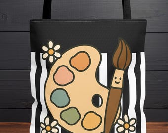 Art Supply Maler Einkaufstasche, Kunstlehrer Zurück zu Schularbeitstasche, niedliches Retro Künstler Reise-Accessoire, Geschenk für kreative Köpfe, Studententasche