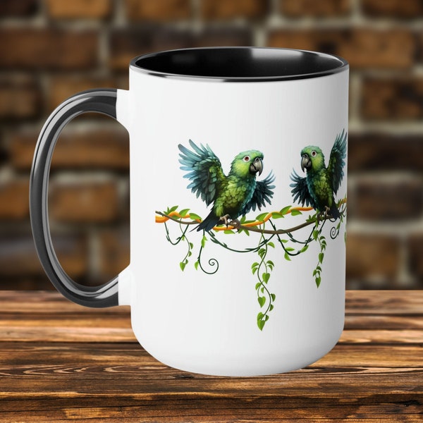 Parakeet Bird Mug, Large Bird Coffee Cup, Wildlife Kitchen Dishes, Bird Home Decore, Love Parakeet Parent Gift, Nature Lover Dish, Bird Mug