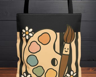 Art Supply Maler Einkaufstasche, Kunstlehrer Zurück zu Schularbeitstasche, niedliches Retro Künstler Reise-Accessoire, Geschenk für kreative Köpfe, Studententasche