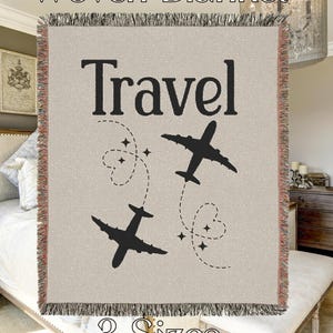 Personalized Plane Woven Blanket, Love To Travel Quality Gift Idea Flight Attendant Custom Traveler Keepsake, Airplane Pilot Home Decor Gift