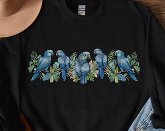 Blue Parrot Sweatshirt, Parrot Lover Gift Idea, Love Parrot Gift for Her, Plus Size Womens Clothing, Gift for Birdwatchers, Parrot Mom Gift