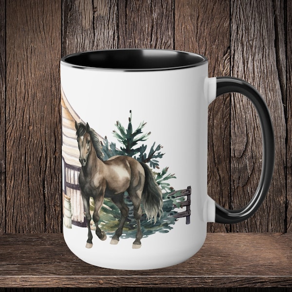 Farm Horse Mug, Large Farmer Coffee Cup Dinnerware Dishes for Homesteader Rustic Farmcore Barnyard Home Decor Country Farm Animal Accent