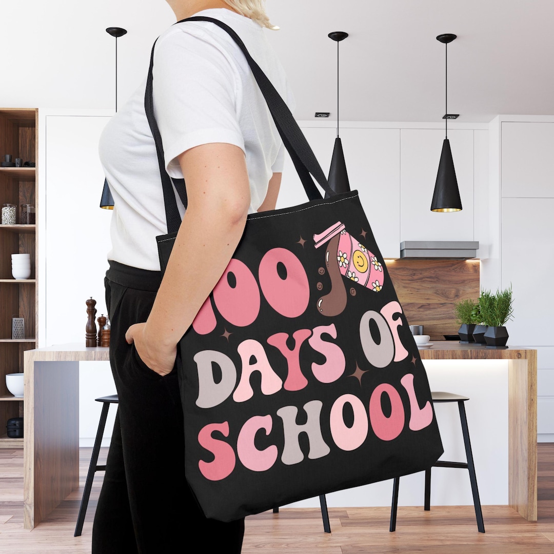 100 Days of School Tote Bag, Schoolteacher Classroom Workbag Gift for