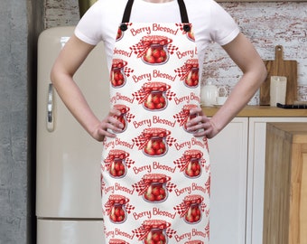 Retro Country Kitchen Inspirational Berry Apron, Strawberry Garden Farm Coquette Gift, Vintage Aesthetic Accessories, Homestead Canning Gift